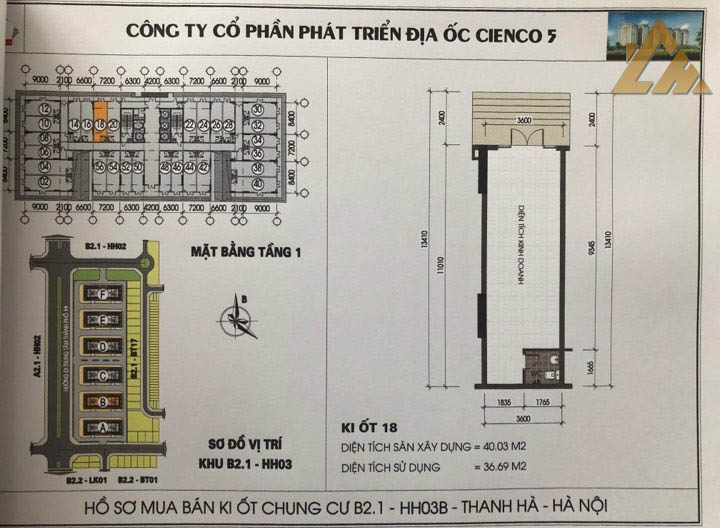 mặt bằng ki ốt thanh hà b2.1 hh03