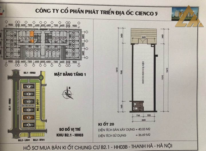 mặt bằng ki ốt thanh hà b2.1 hh03