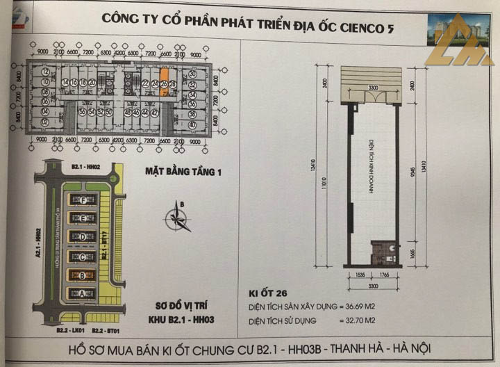 mặt bằng ki ốt thanh hà b2.1 hh03