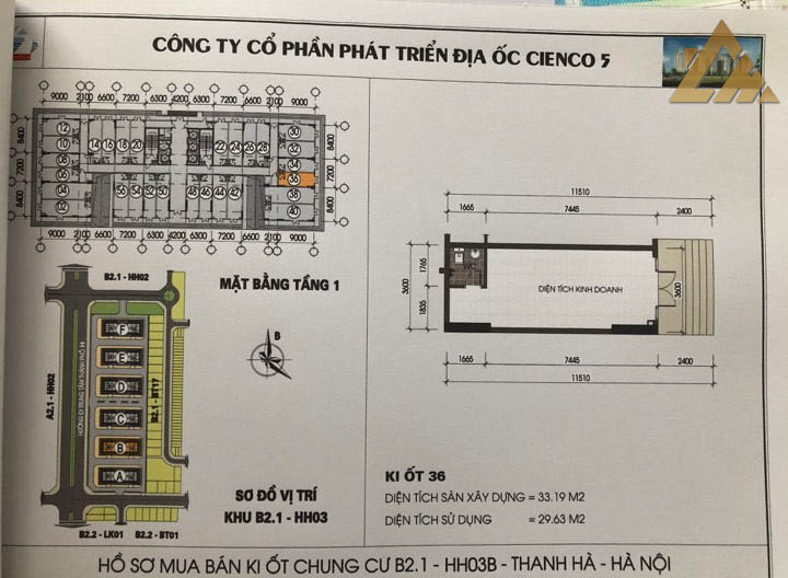 mặt bằng ki ốt thanh hà b2.1 hh03