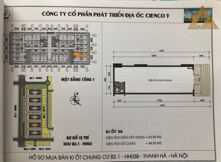 mặt bằng ki ốt thanh hà b2.1 hh03