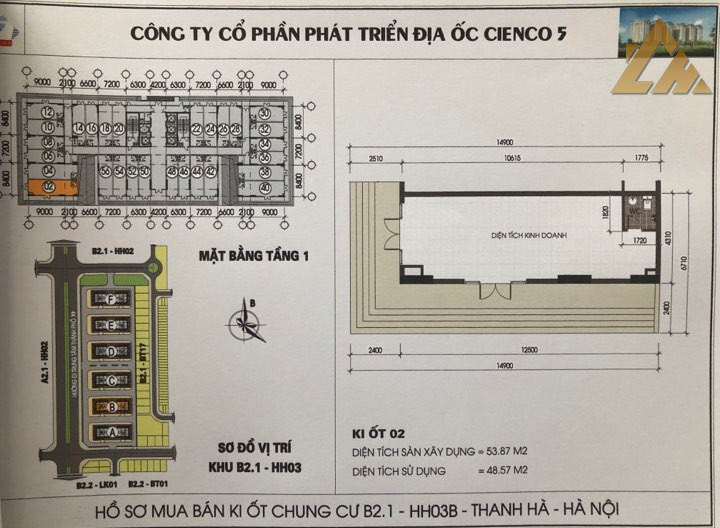 mặt bằng ki ốt thanh hà b2.1 hh03