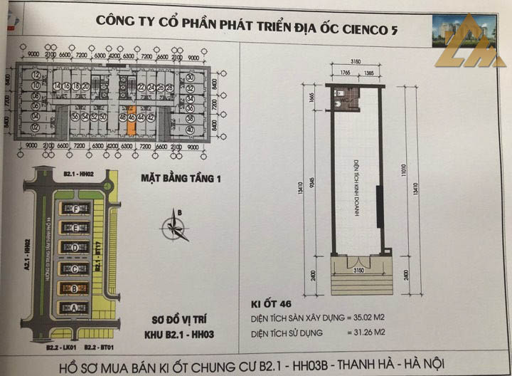 mặt bằng ki ốt thanh hà b2.1 hh03