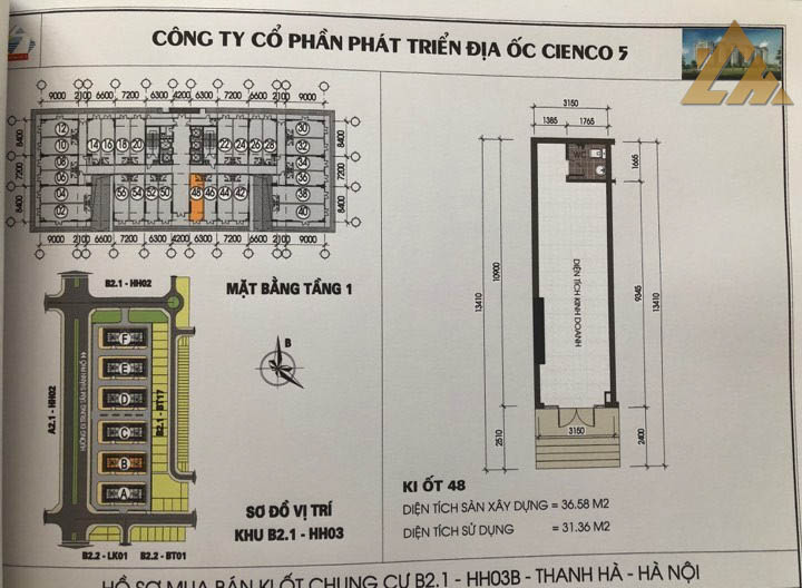 mặt bằng ki ốt thanh hà b2.1 hh03