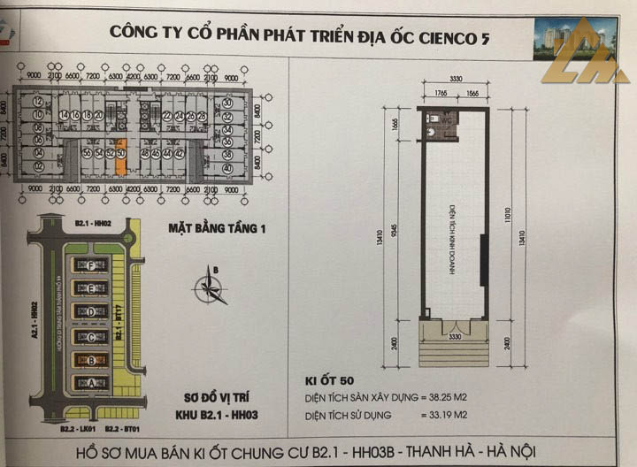 mặt bằng ki ốt thanh hà b2.1 hh03