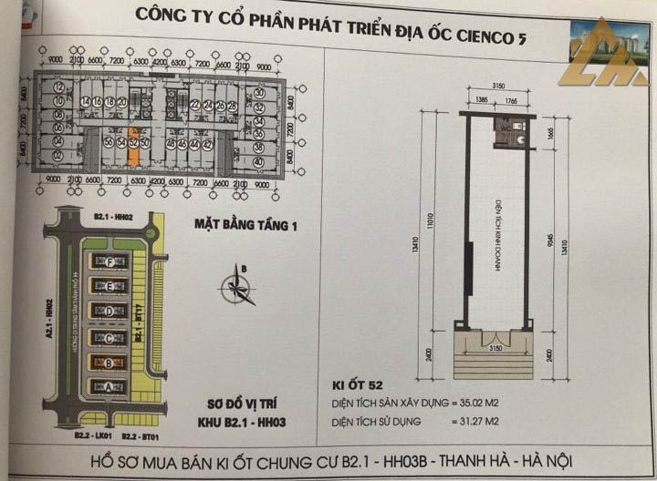 mặt bằng ki ốt thanh hà b2.1 hh03
