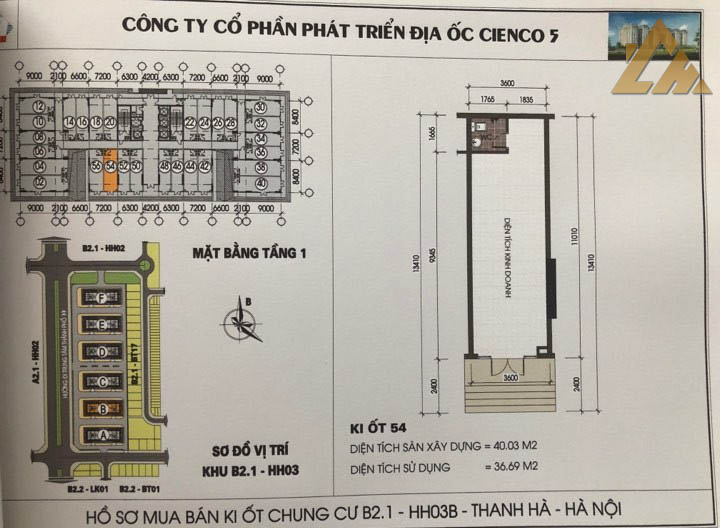 mặt bằng ki ốt thanh hà b2.1 hh03