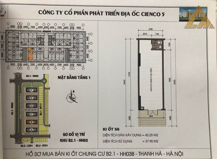 mặt bằng ki ốt thanh hà b2.1 hh03