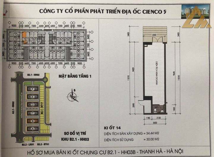 mặt bằng ki ốt thanh hà b2.1 hh03