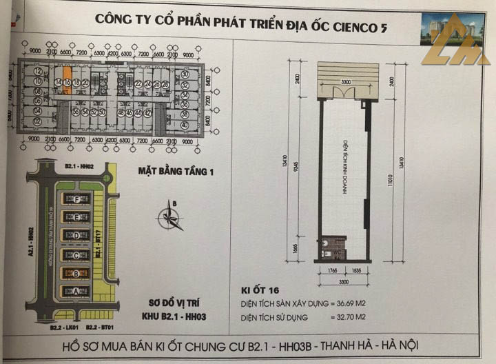 mặt bằng ki ốt thanh hà b2.1 hh03