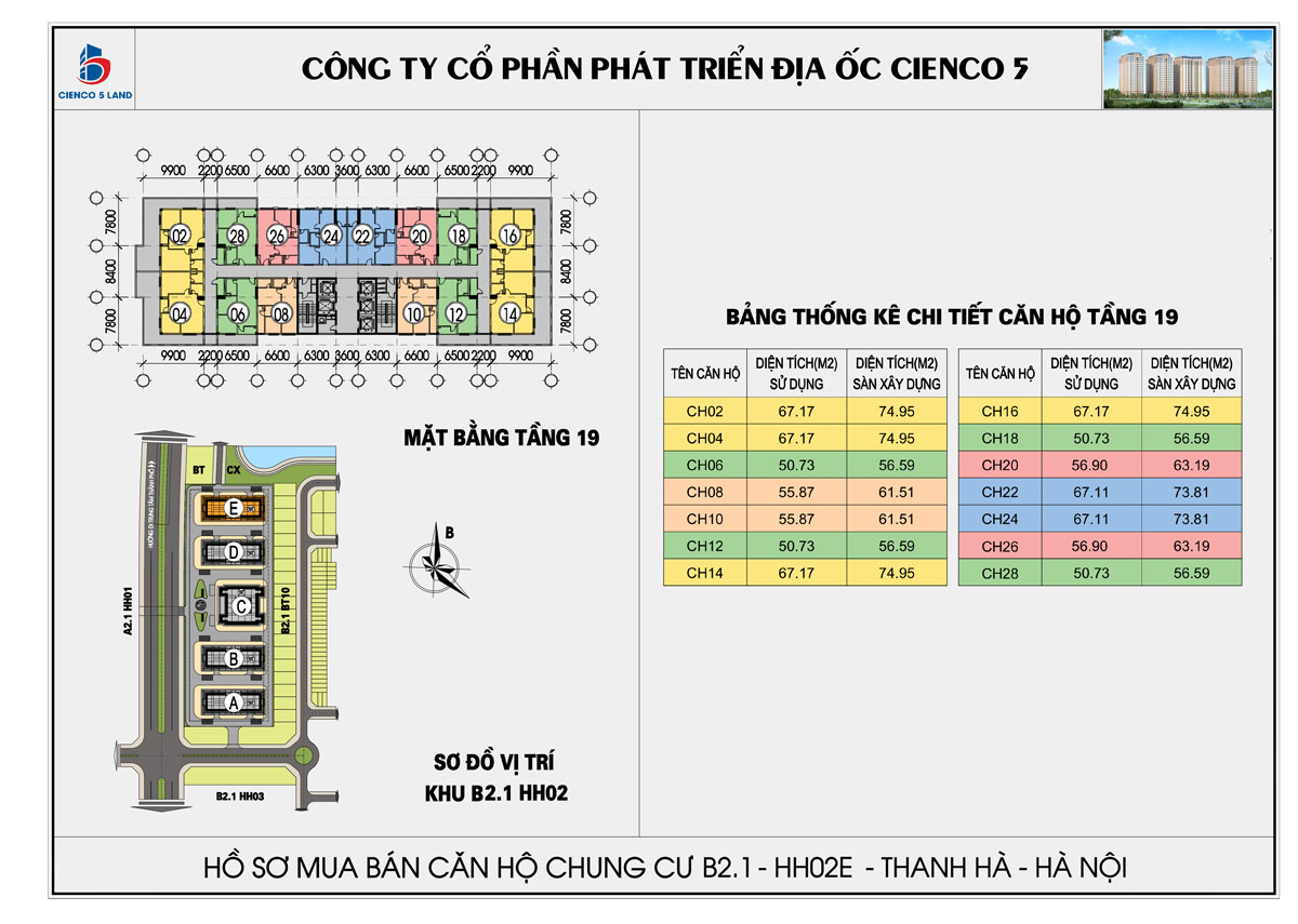 mặt bằng chung cư thanh hà b2.1 hh02d tầng 19