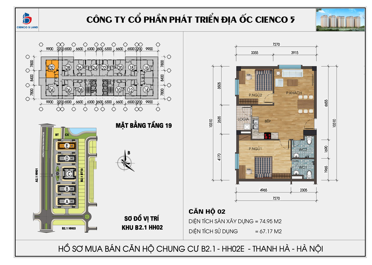mặt bằng chung cư thanh hà b2.1 hh02d tầng 19