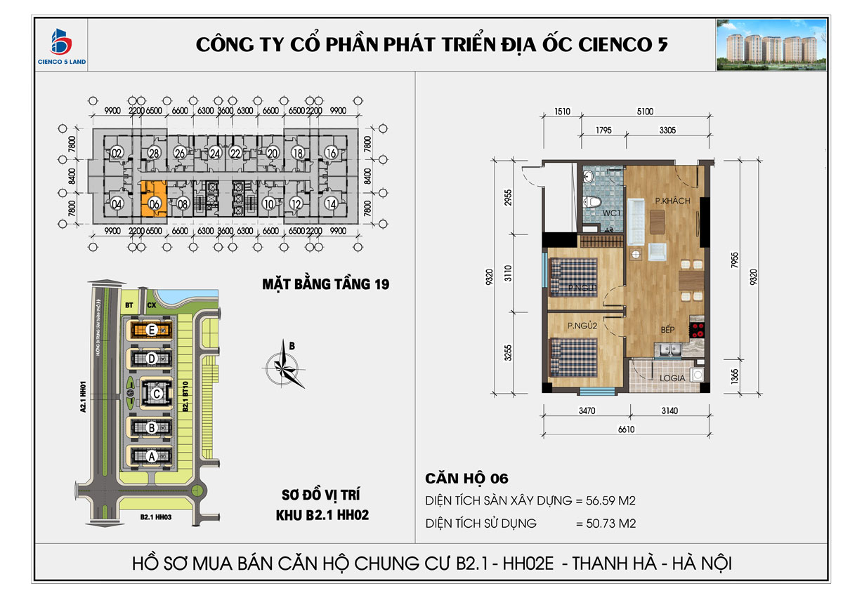 mặt bằng chung cư thanh hà b2.1 hh02d tầng 19
