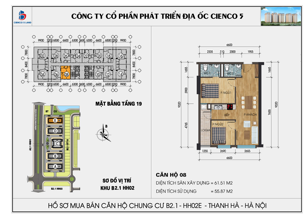 mặt bằng chung cư thanh hà b2.1 hh02d tầng 19