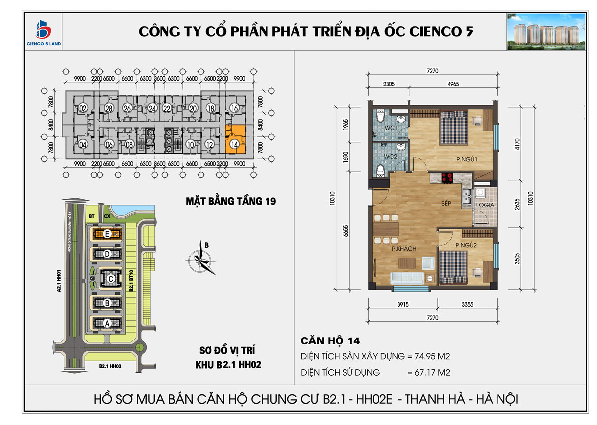 mặt bằng chung cư thanh hà b2.1 hh02d tầng 19
