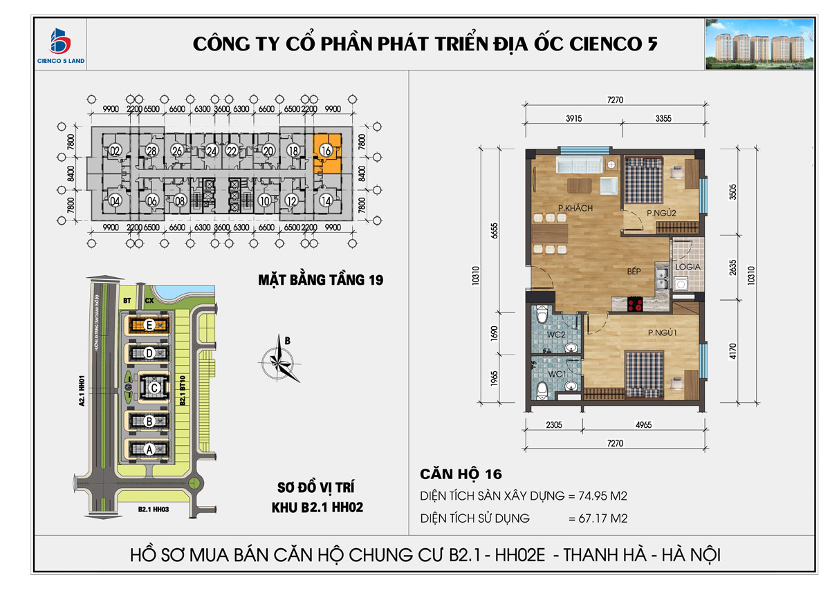 mặt bằng chung cư thanh hà b2.1 hh02d tầng 19