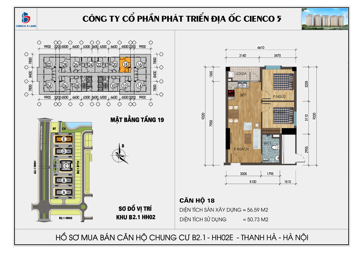 mặt bằng chung cư thanh hà b2.1 hh02d tầng 19
