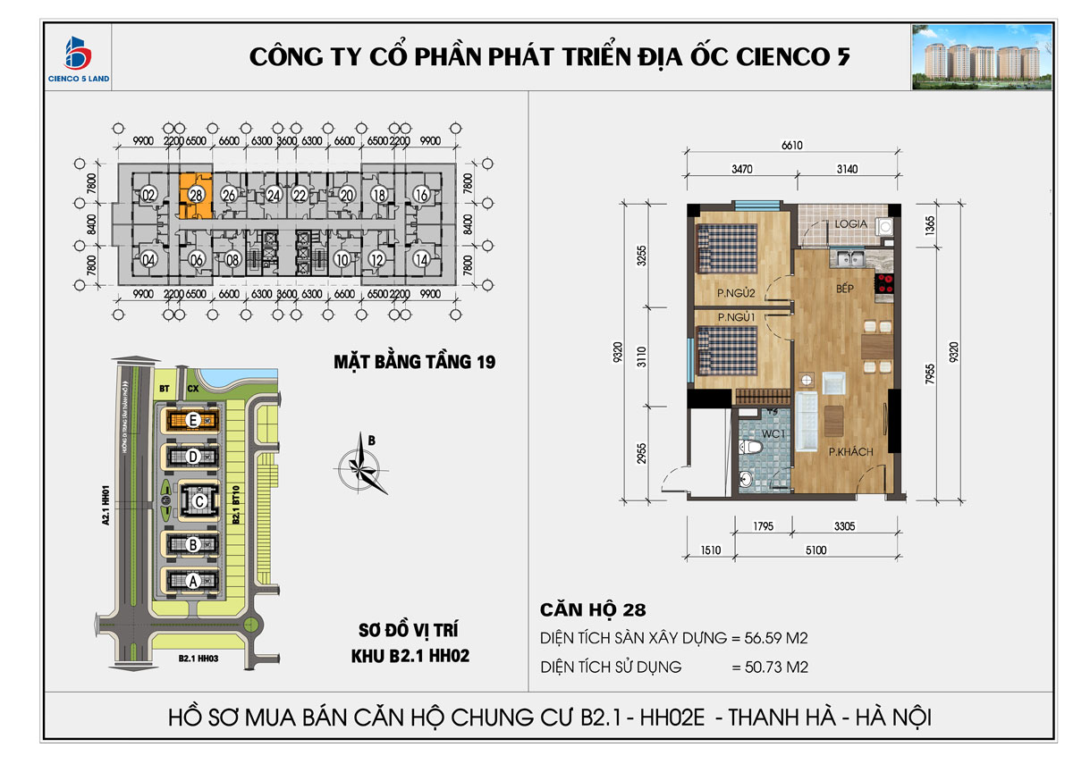 mặt bằng chung cư thanh hà b2.1 hh02d tầng 19