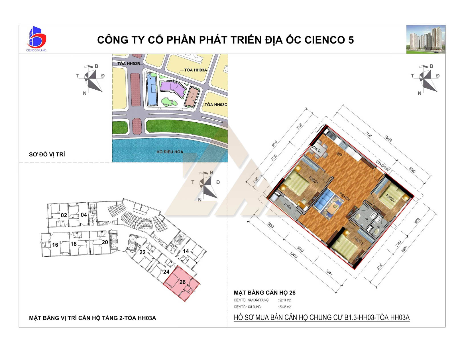 mặt bằng chung cư thanh hà b1.3 hh03 tầng 2