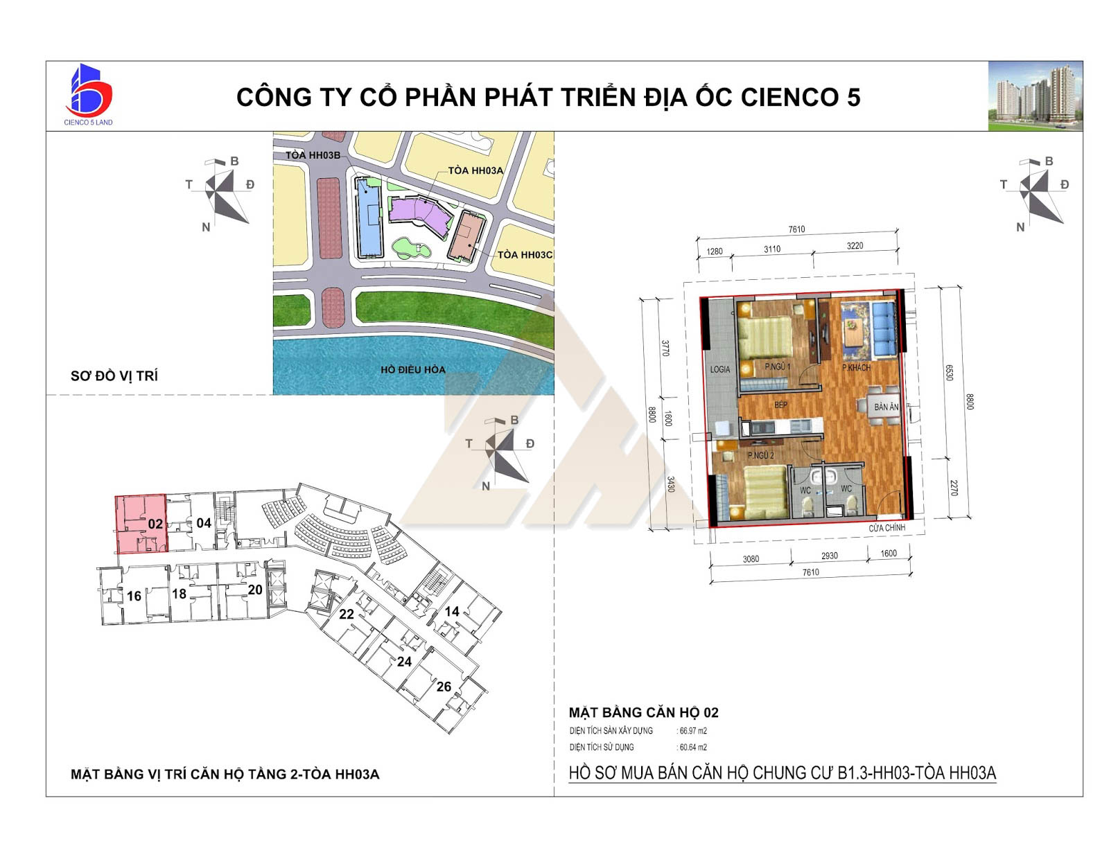 mặt bằng chung cư thanh hà b1.3 hh03 tầng 2