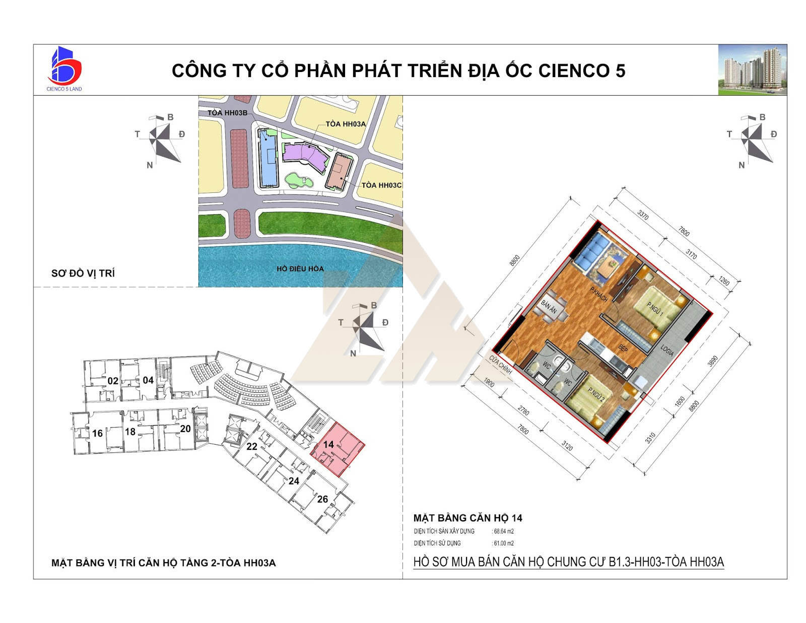 mặt bằng chung cư thanh hà b1.3 hh03 tầng 2