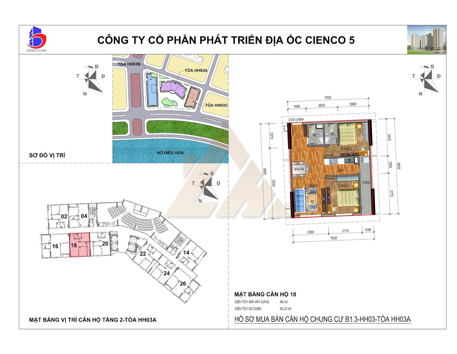 mặt bằng chung cư thanh hà b1.3 hh03 tầng 2