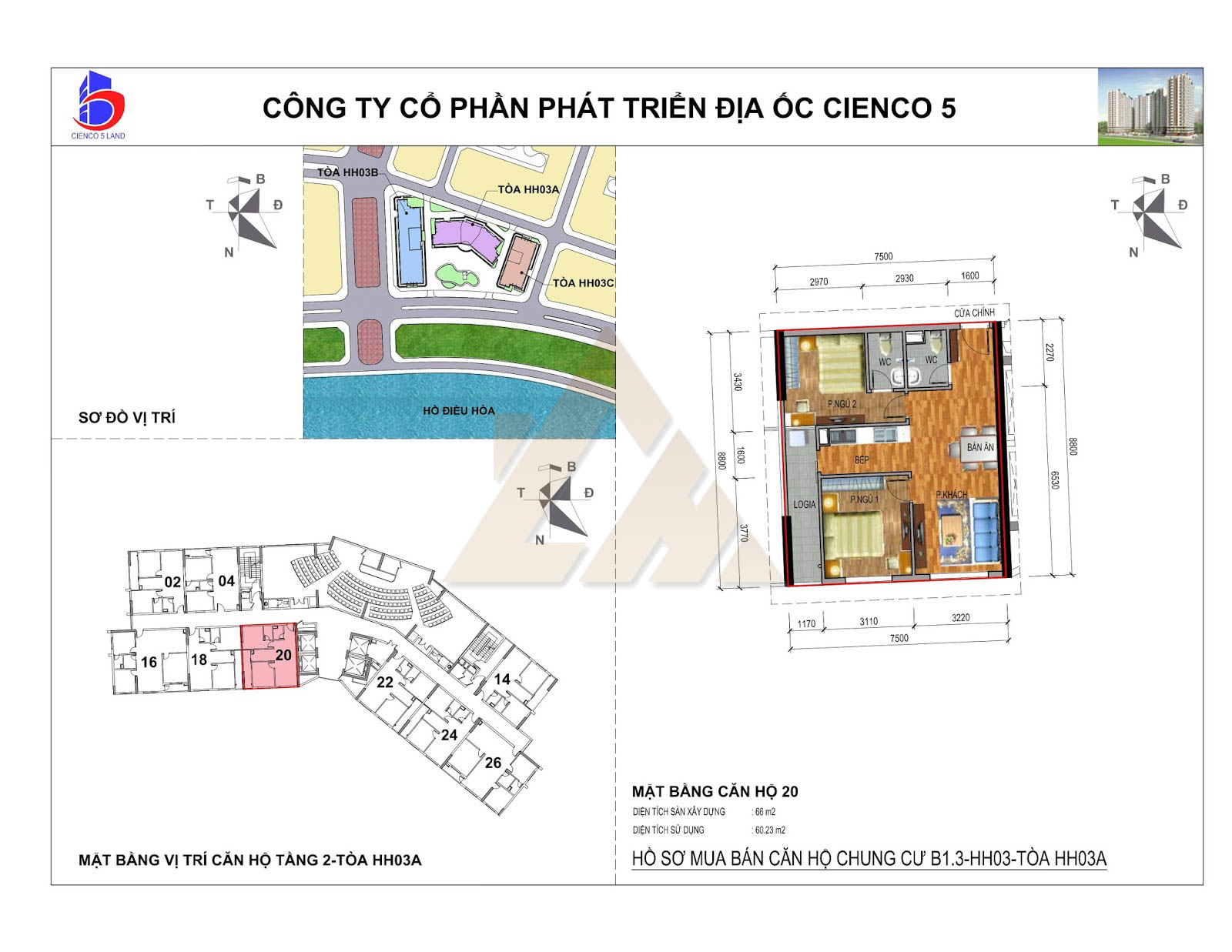 mặt bằng chung cư thanh hà b1.3 hh03 tầng 2