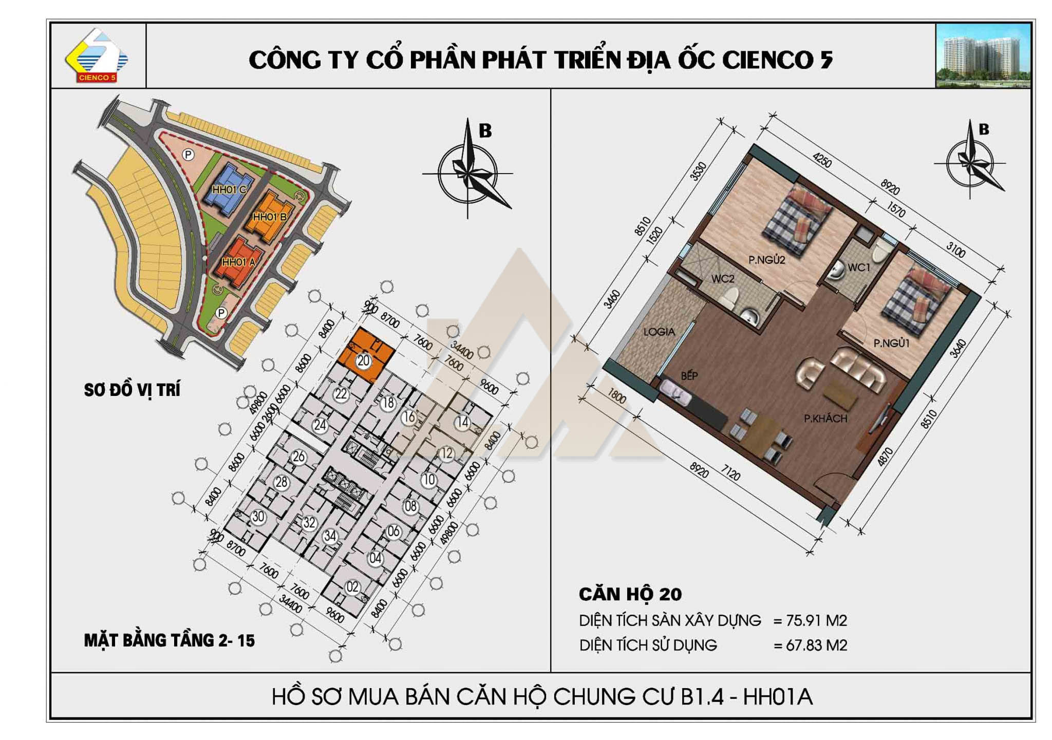 mặt bằng chung cư thanh hà b1.4 hh01