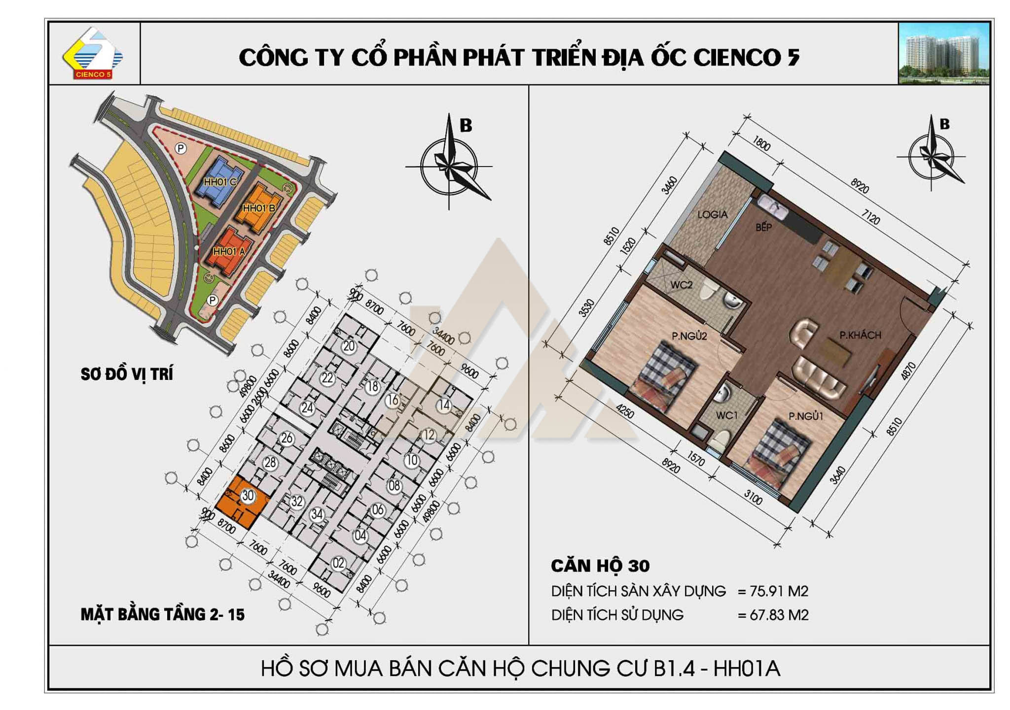 mặt bằng chung cư thanh hà b1.4 hh01