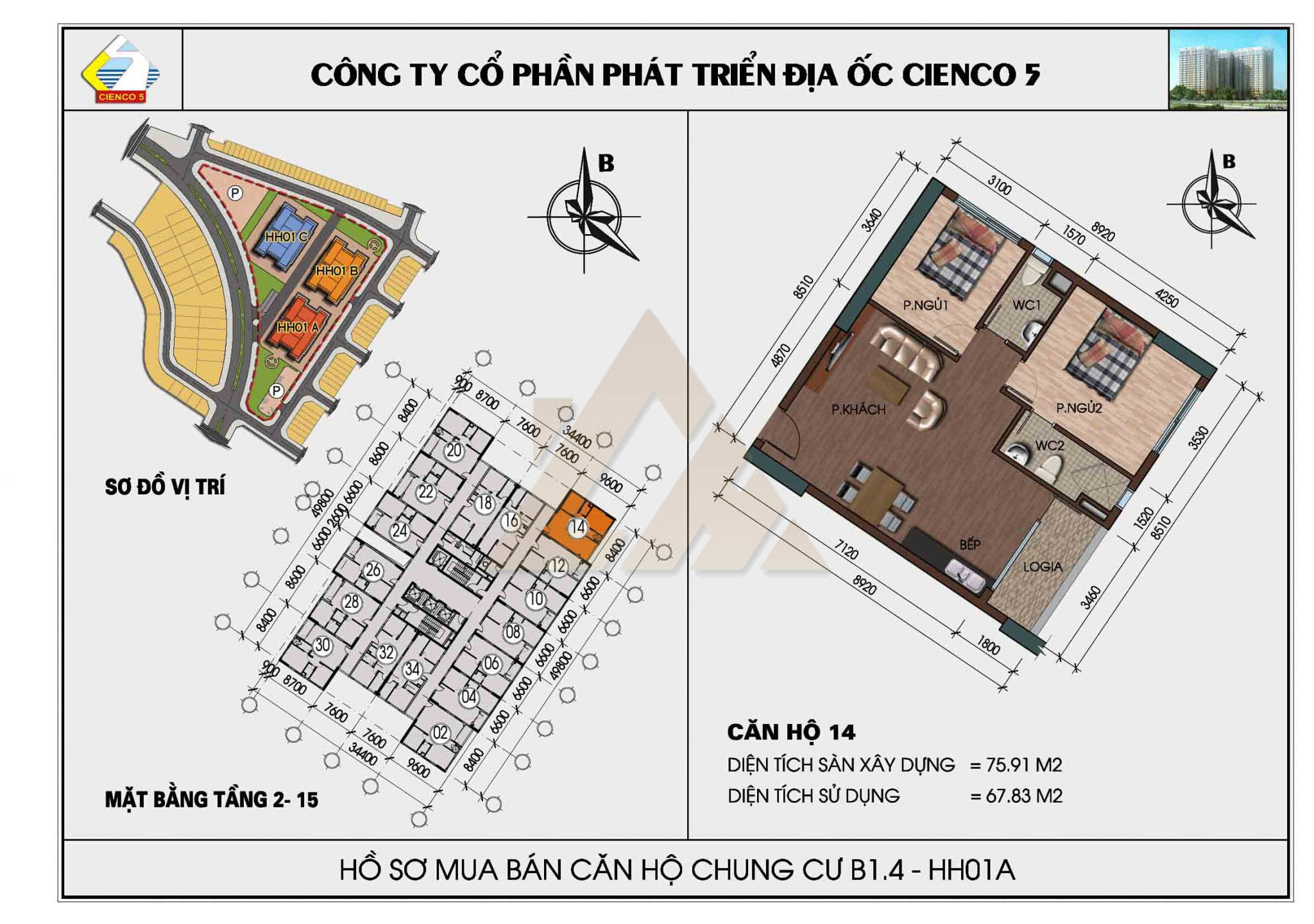 mặt bằng chung cư thanh hà b1.4 hh01