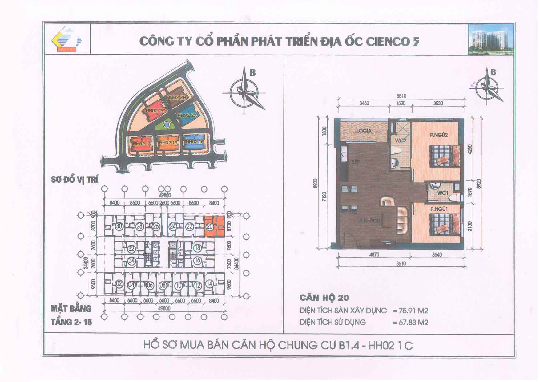 mặt bằng chung cư thanh hà b1.4 hh02 1c