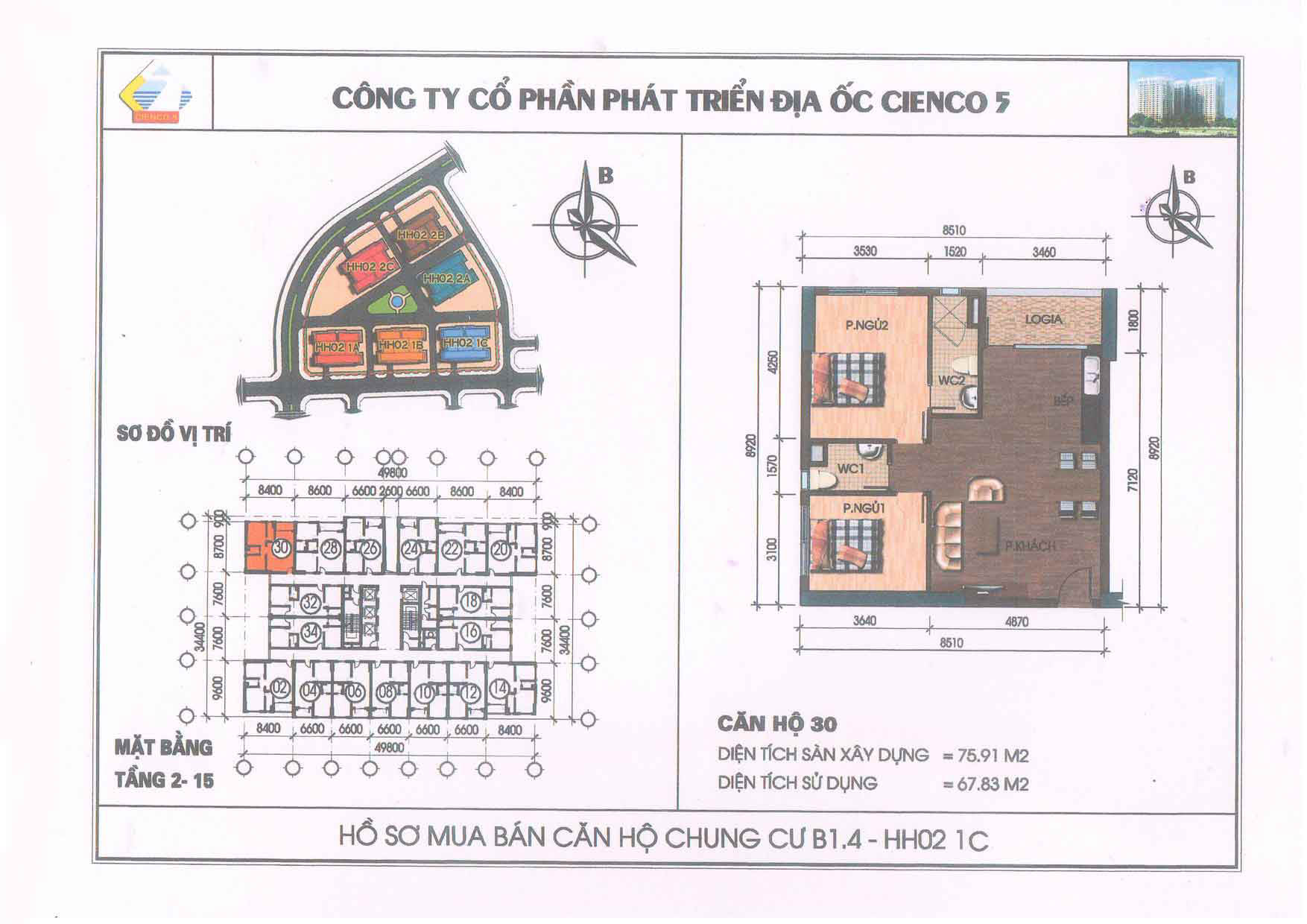 mặt bằng chung cư thanh hà b1.4 hh02 1c