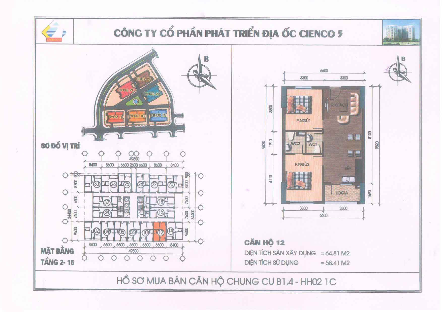 mặt bằng chung cư thanh hà b1.4 hh02 1c