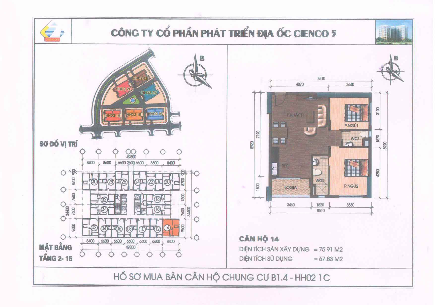 mặt bằng chung cư thanh hà b1.4 hh02 1c