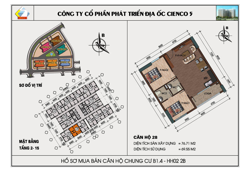 mặt bằng chung cư thanh hà b1.4 hh02 2b