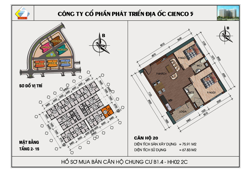 mặt bằng chung cư thanh hà b1.4 hh02 2c