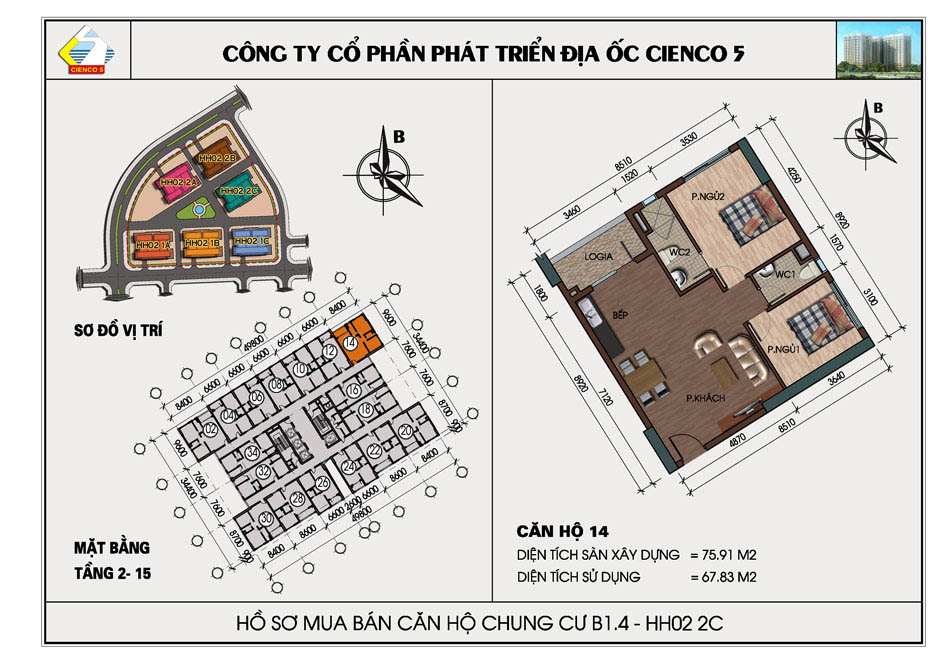 mặt bằng chung cư thanh hà b1.4 hh02 2c