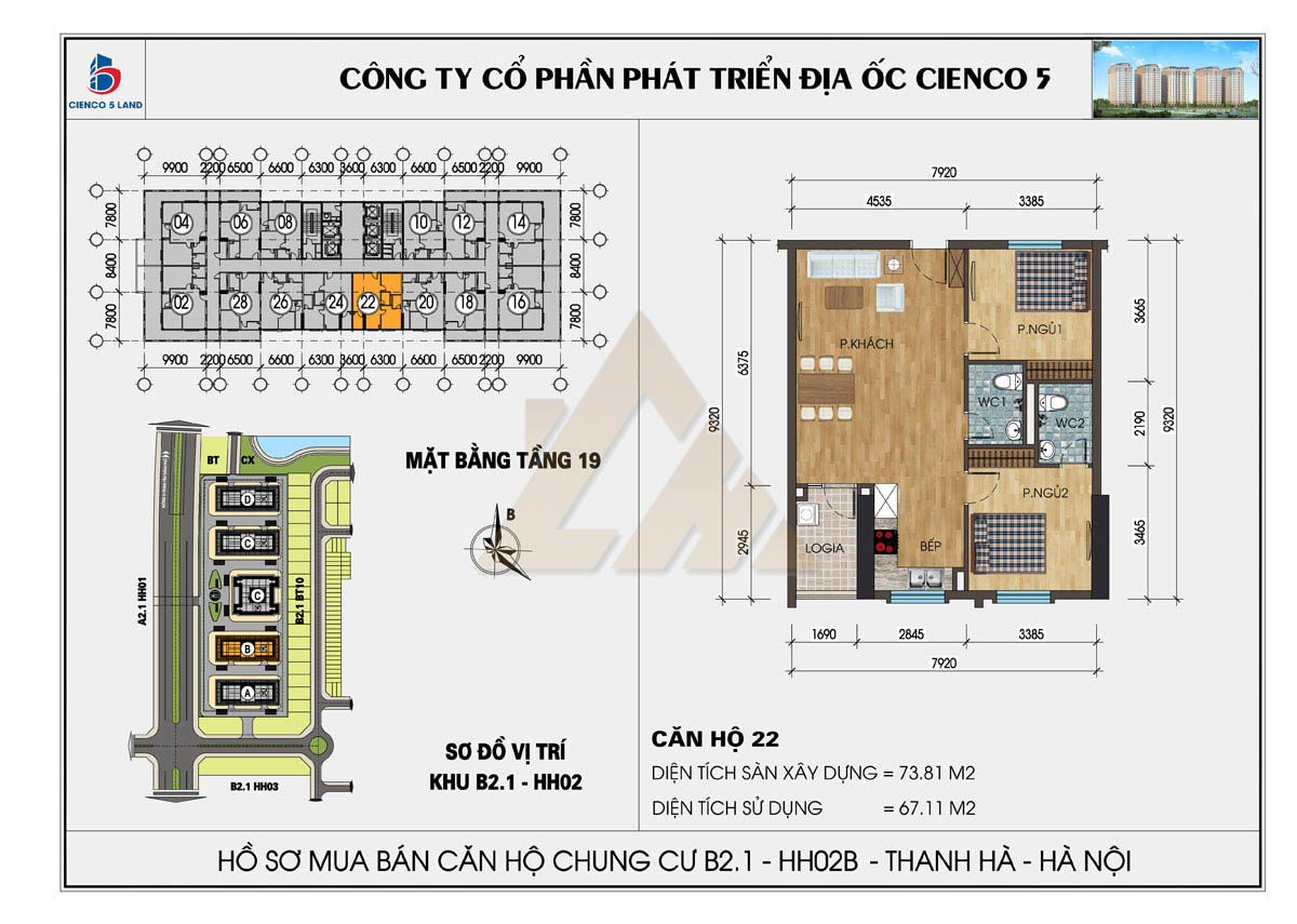 mặt bằng chung cư thanh hà b2.1 hh02b tầng 19