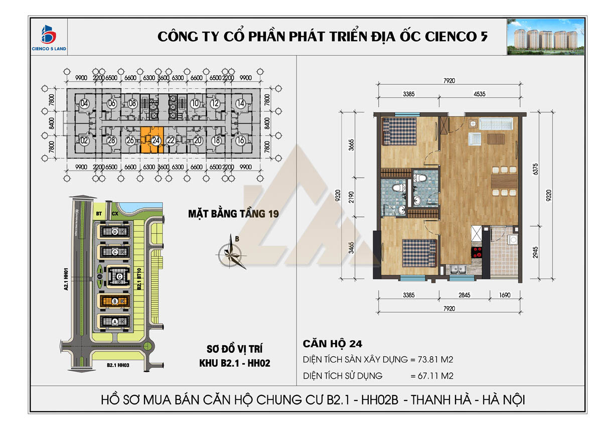 mặt bằng chung cư thanh hà b2.1 hh02b tầng 19