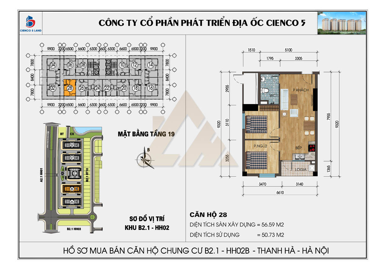 mặt bằng chung cư thanh hà b2.1 hh02b tầng 19