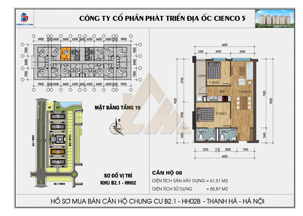 mặt bằng chung cư thanh hà b2.1 hh02b tầng 19