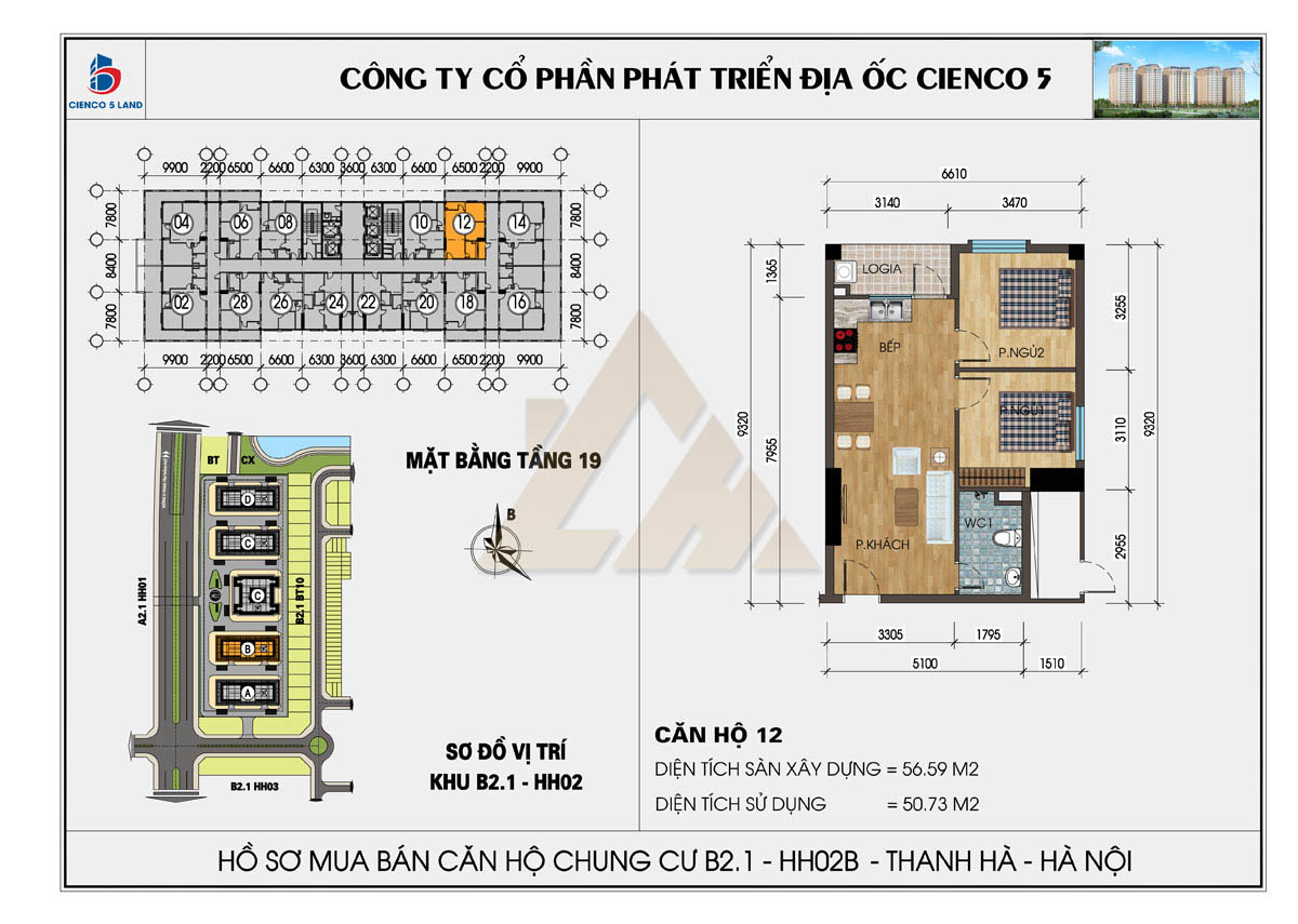 mặt bằng chung cư thanh hà b2.1 hh02b tầng 19