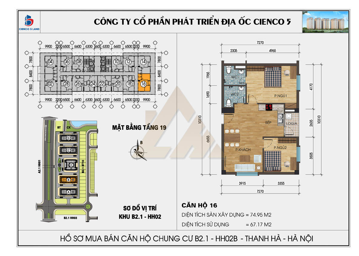 mặt bằng chung cư thanh hà b2.1 hh02b tầng 19