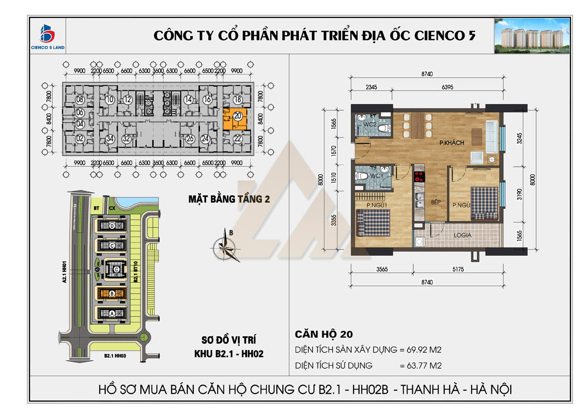 mặt bằng chung cư thanh hà b2.1 hh02b tầng 2