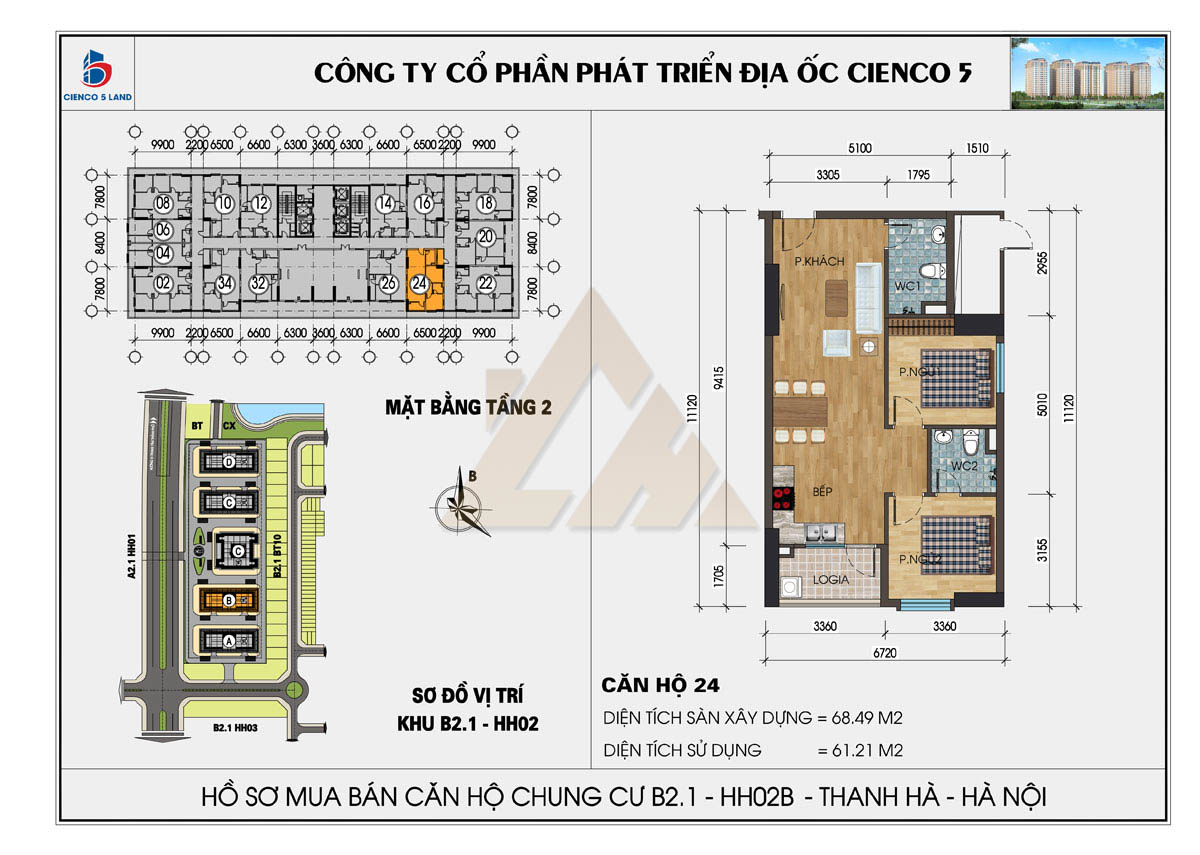 mặt bằng chung cư thanh hà b2.1 hh02b tầng 2