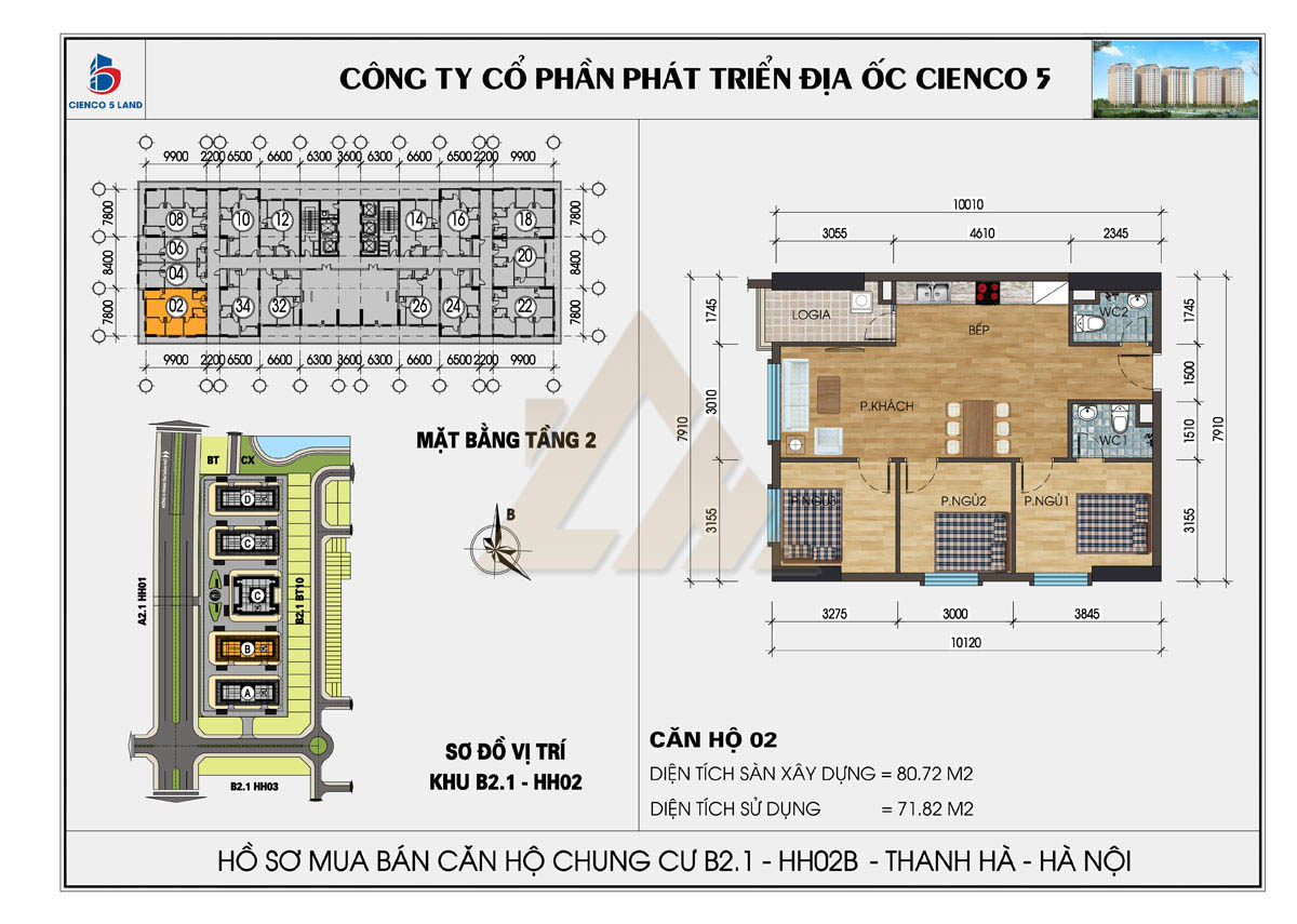 mặt bằng chung cư thanh hà b2.1 hh02b tầng 2