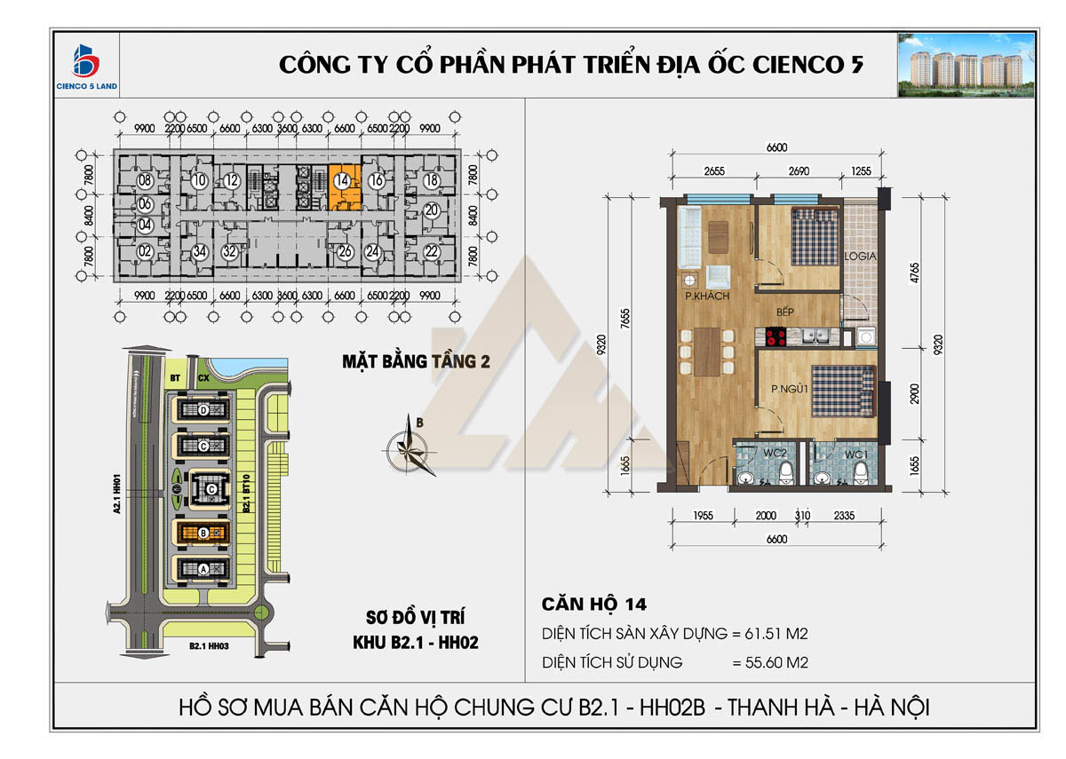 mặt bằng chung cư thanh hà b2.1 hh02b tầng 2