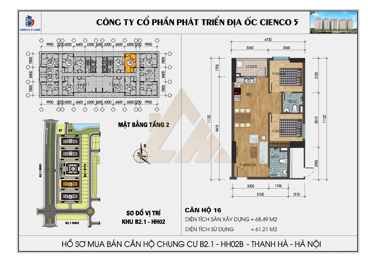 mặt bằng chung cư thanh hà b2.1 hh02b tầng 2