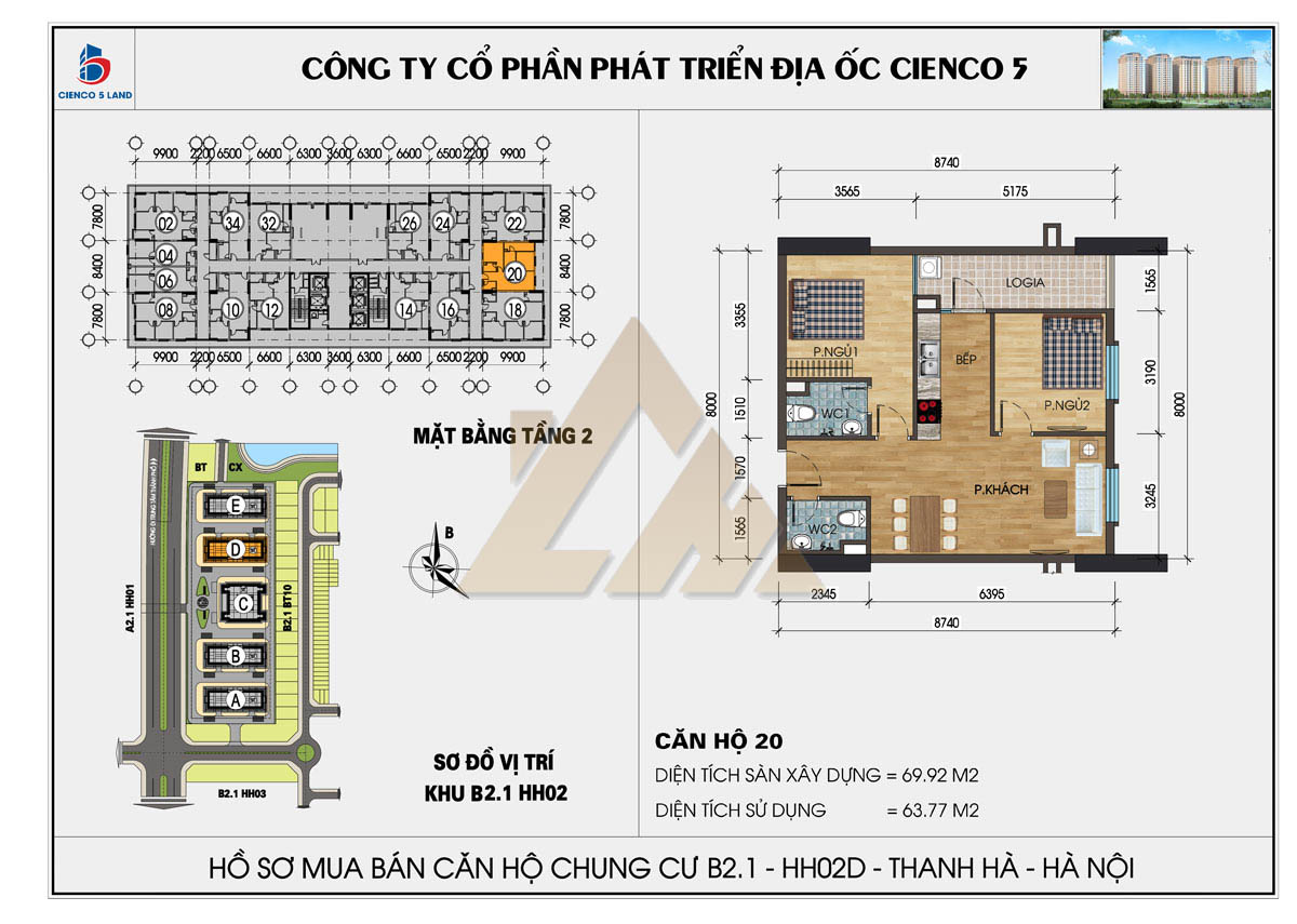 mặt bằng chung cư thanh hà b2.1 hh02e tầng 2