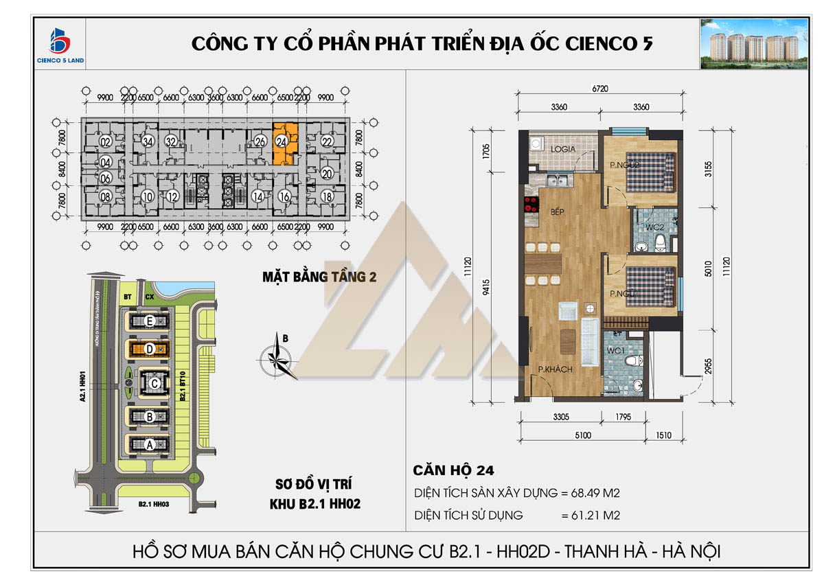 mặt bằng chung cư thanh hà b2.1 hh02e tầng 2